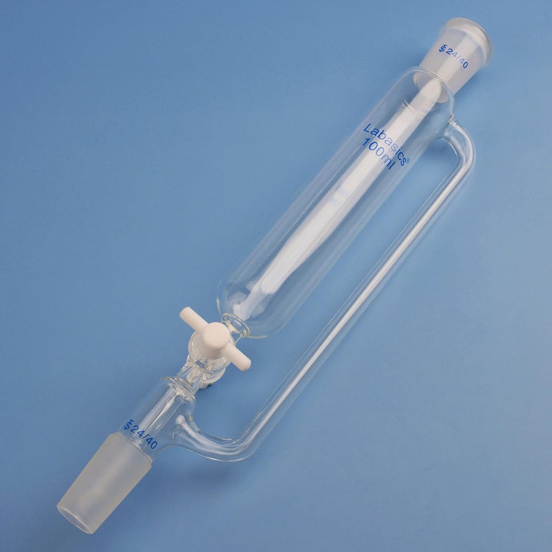 Labasics 100 ml Pressure Equalizing Addition Funnel, Borosilicate Glass Dropping Funnel 24/40 Joint with PTFE Stopcock for Laboratory - Image 5